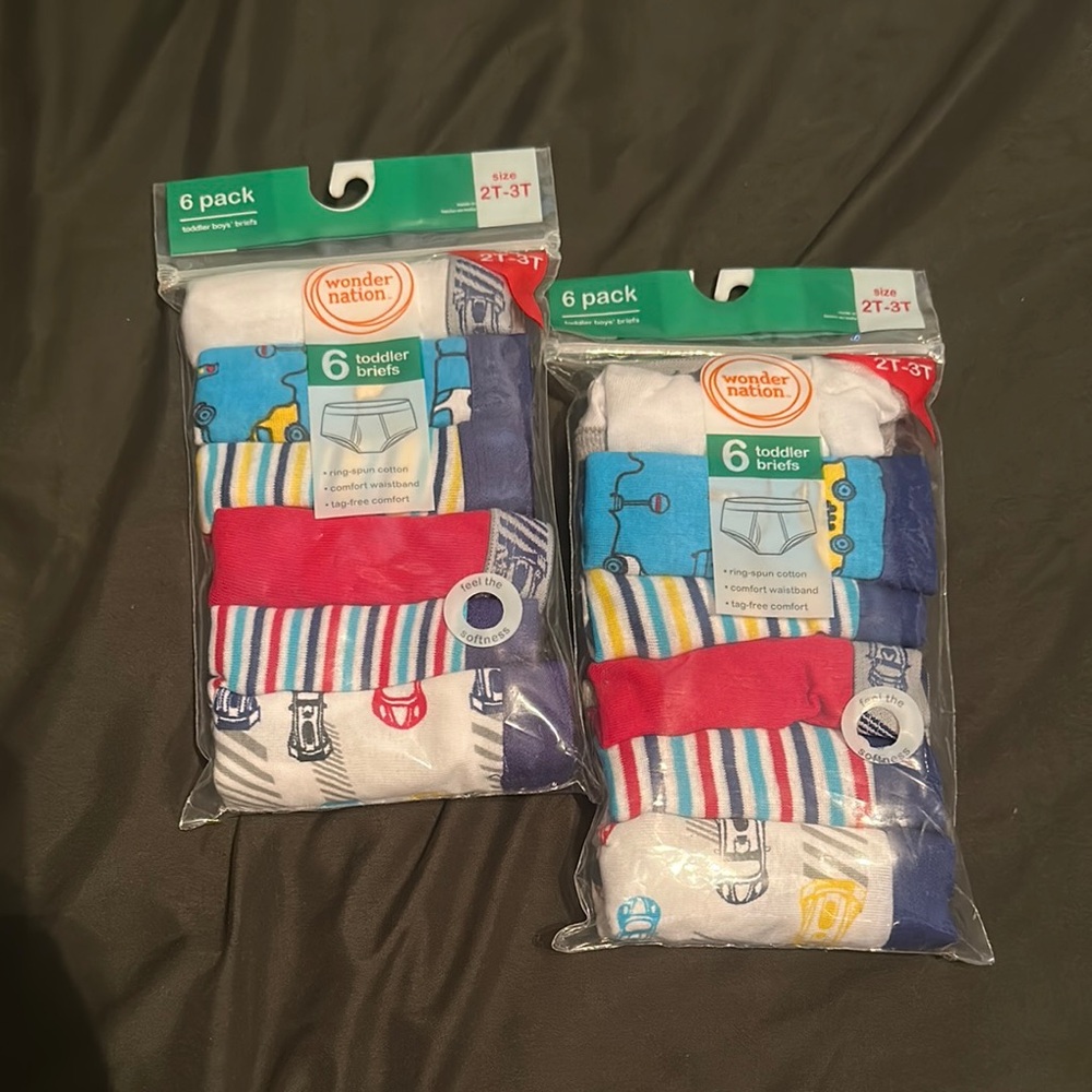 Wonder Nation Toddler Briefs 6-Pack - Blue, Red, White